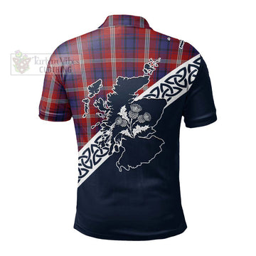 Ainslie Tartan Polo Shirt Featuring Thistle and Scotland Map