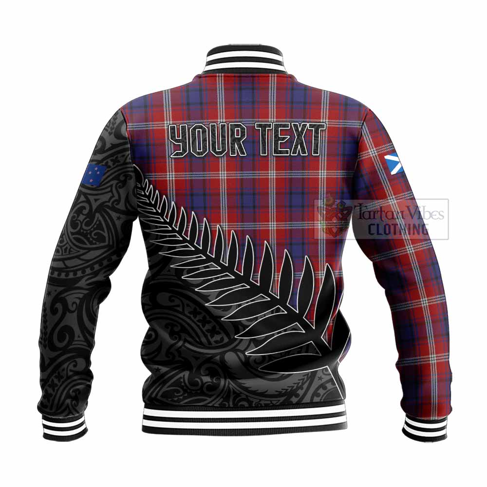 Tartan Vibes Clothing Ainslie Crest Tartan Baseball Jacket with New Zealand Silver Fern Half Style