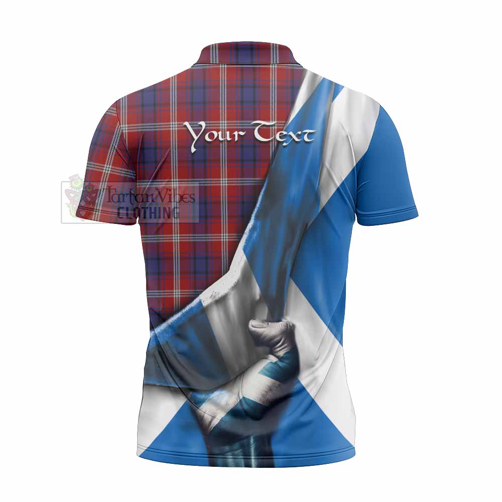 Tartan Vibes Clothing Ainslie Tartan Zipper Polo Shirt with Family Crest Scotland Patriotic Style