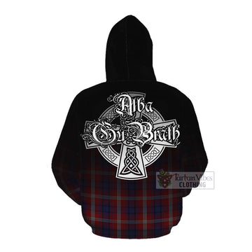 Ainslie Tartan Cotton Hoodie Featuring Alba Gu Brath Family Crest Celtic Inspired