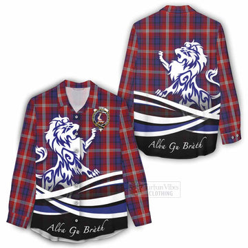 Ainslie Tartan Women's Casual Shirt with Alba Gu Brath Regal Lion Emblem