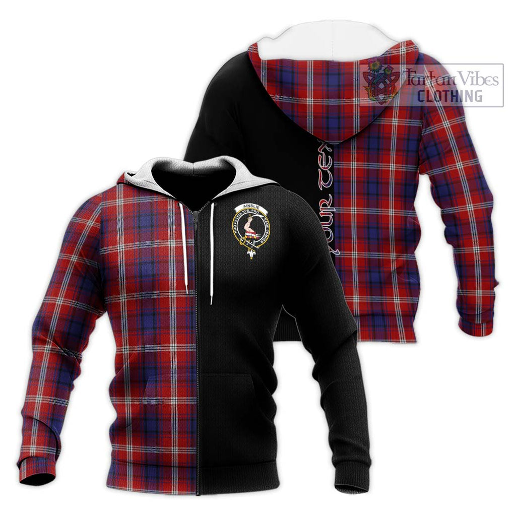 Ainslie Tartan Knitted Hoodie with Family Crest and Half Of Me Style Unisex Knitted Zip Hoodie - Tartanvibesclothing Shop