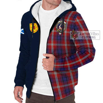 Ainslie Tartan Sherpa Hoodie Alba with Scottish Lion Royal Arm Half Style