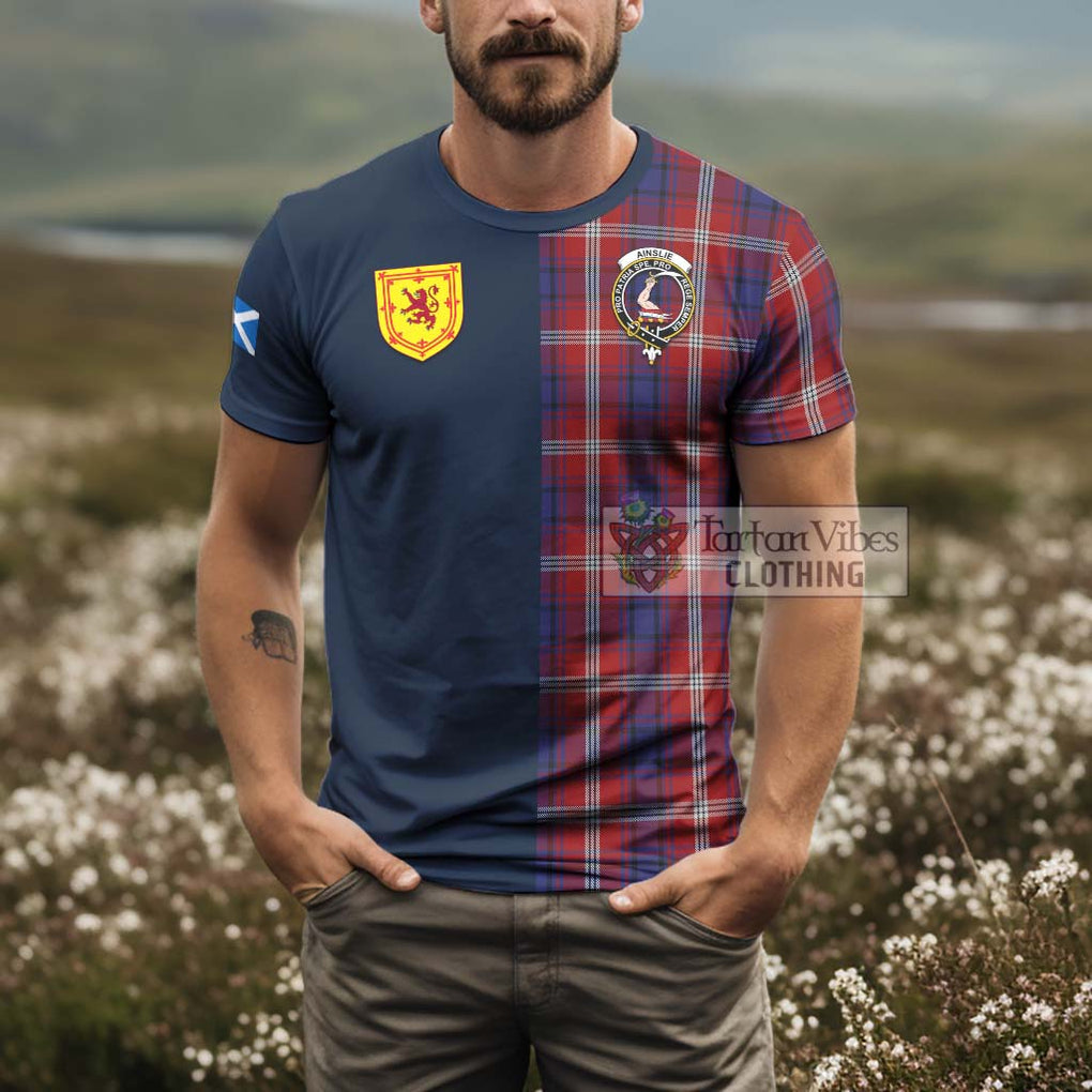 Tartan Vibes Clothing Ainslie Tartan T-Shirt Alba with Scottish Lion Royal Arm Half Style