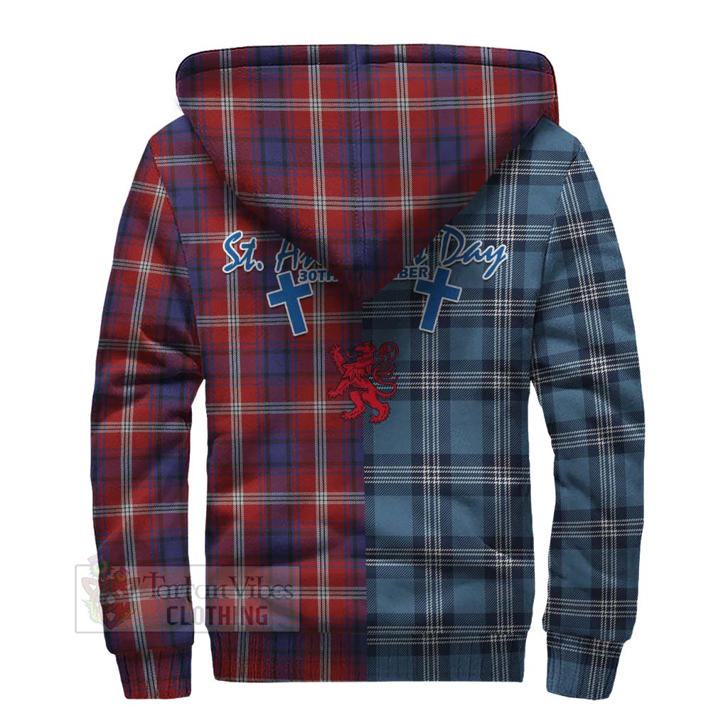 Tartan Vibes Clothing Ainslie Tartan Sherpa Hoodie Happy St. Andrew's Day Half Tartan Style