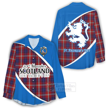 Ainslie Family Crest Tartan Women's Casual Shirt Celebrate Saint Andrew's Day in Style