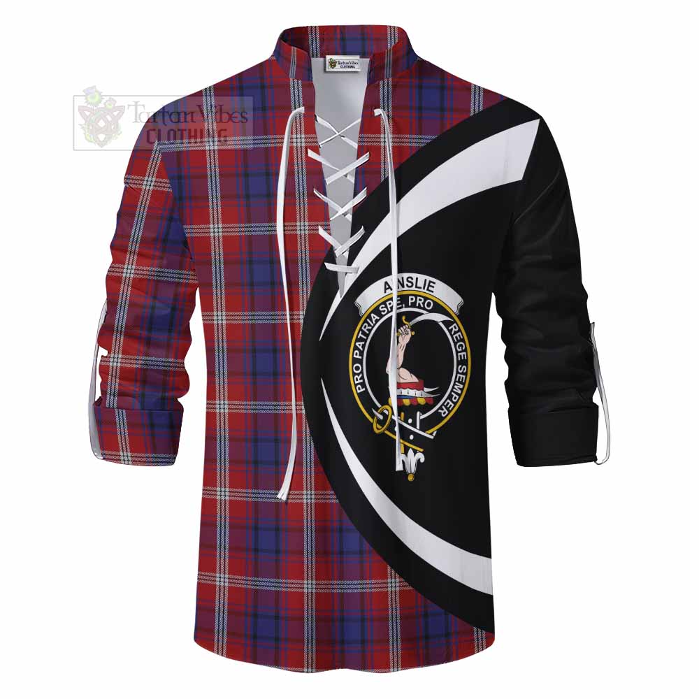 Tartan Vibes Clothing Ainslie Tartan Ghillie Kilt Shirt with Family Crest Circle Style