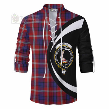 Ainslie Tartan Ghillie Kilt Shirt with Family Crest Circle Style