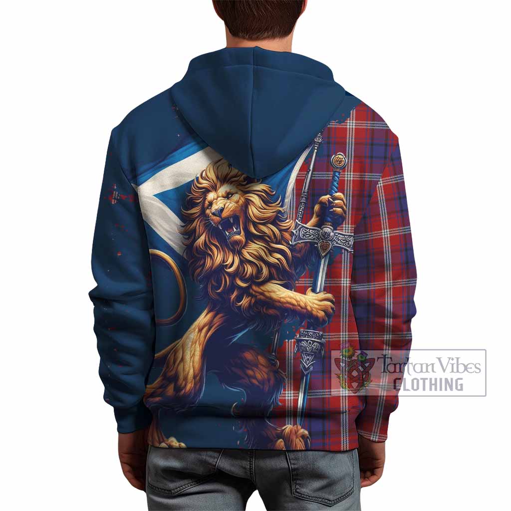 Ainslie Tartan Family Crest Hoodie with Scottish Majestic Lion