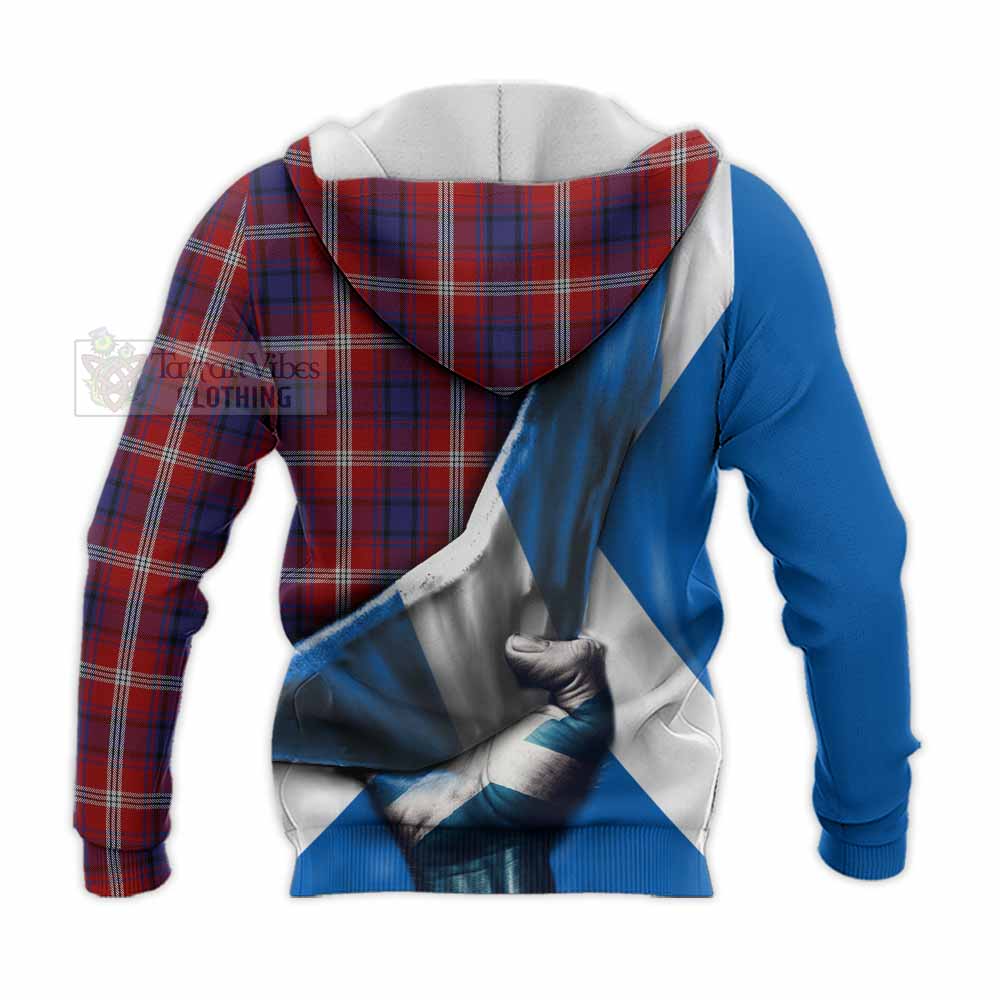 Tartan Vibes Clothing Ainslie Tartan Knitted Hoodie with Family Crest Scotland Patriotic Style