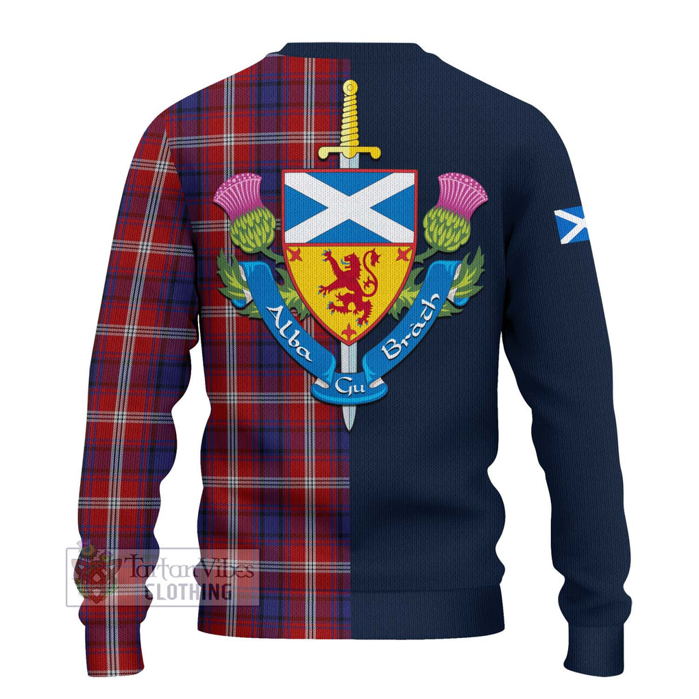 Tartan Vibes Clothing Ainslie Tartan Knitted Sweater with Scottish Lion Royal Arm Half Style