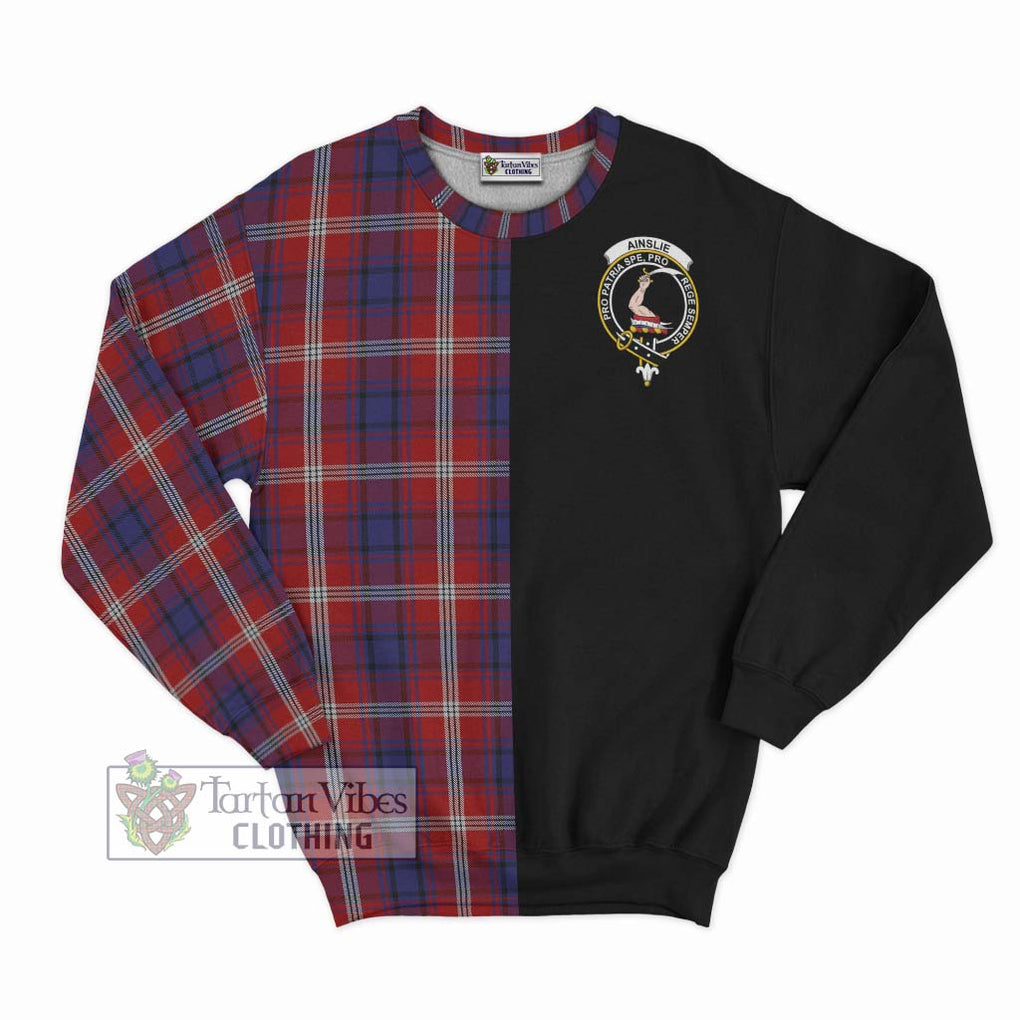 Ainslie Tartan Sweatshirt with Family Crest and Half Of Me Style - Tartanvibesclothing Shop