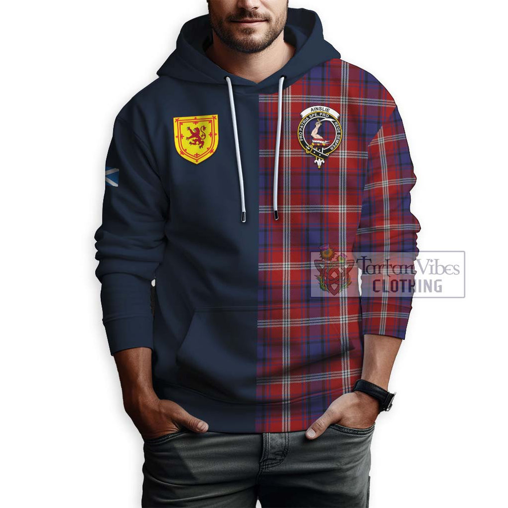 Tartan Vibes Clothing Ainslie Tartan Hoodie with Scottish Lion Royal Arm Half Style