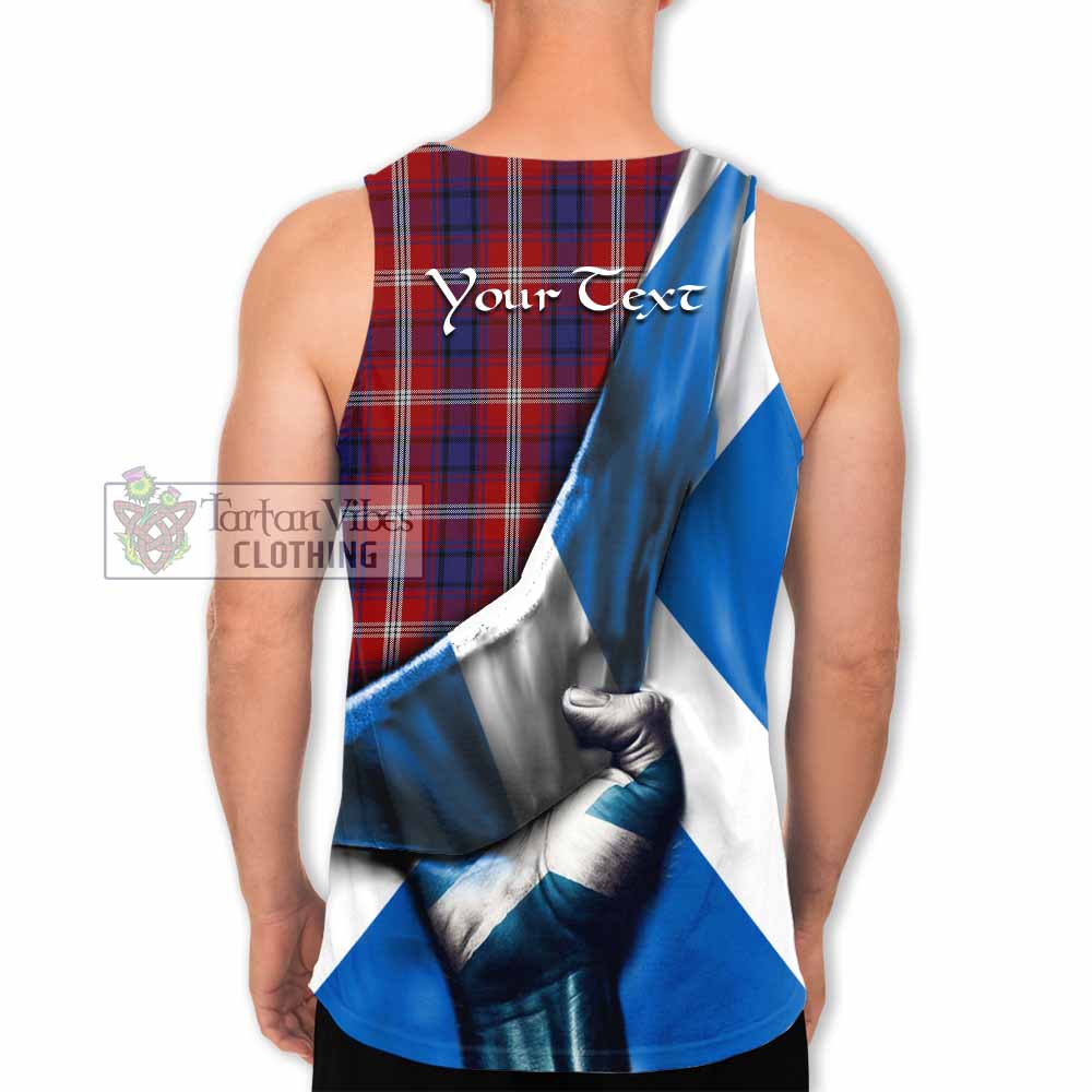 Tartan Vibes Clothing Ainslie Tartan Men's Tank Top with Family Crest Scotland Patriotic Style