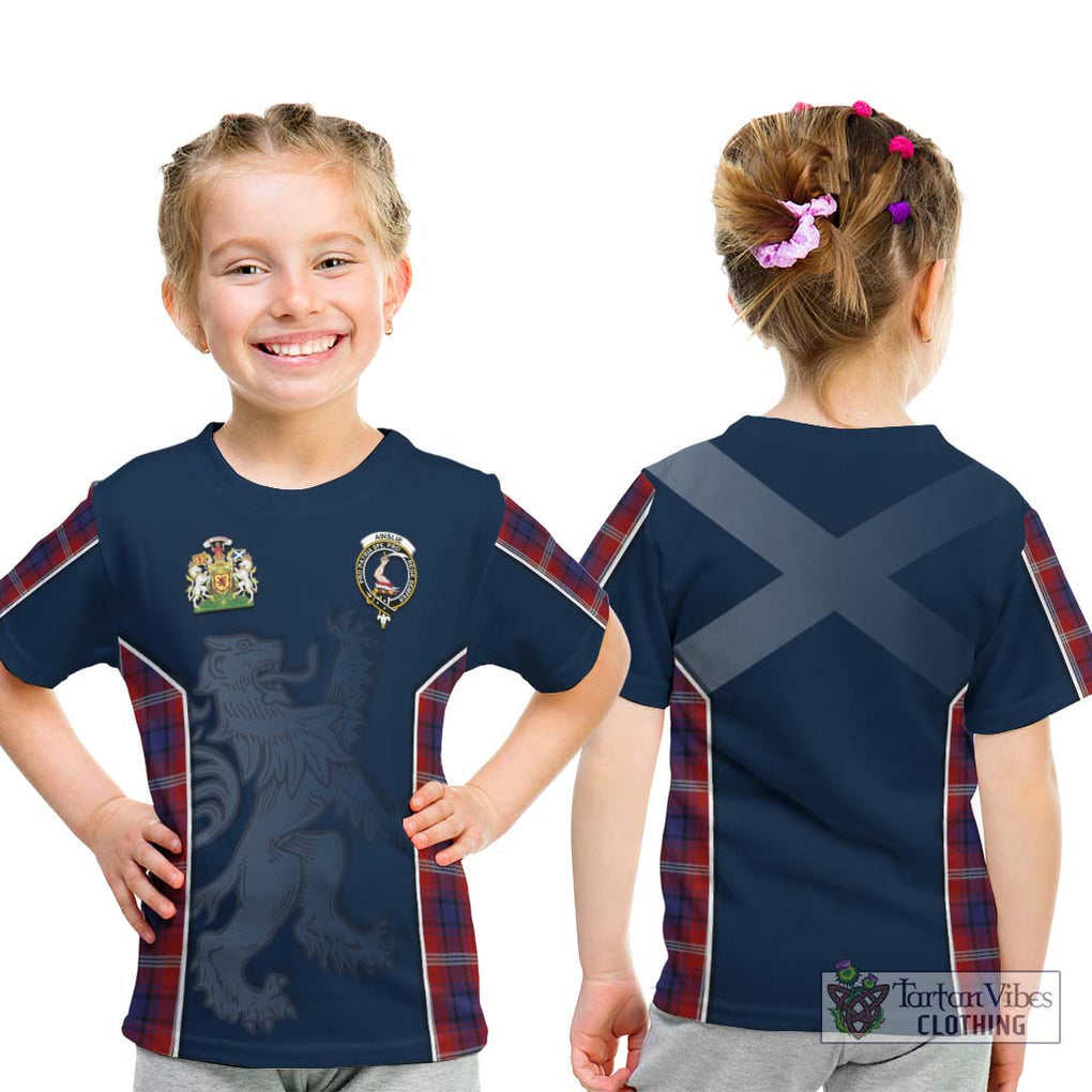 Ainslie Tartan Kid T-Shirt with Family Crest and Lion Rampant Vibes Sport Style - Tartan Vibes Clothing