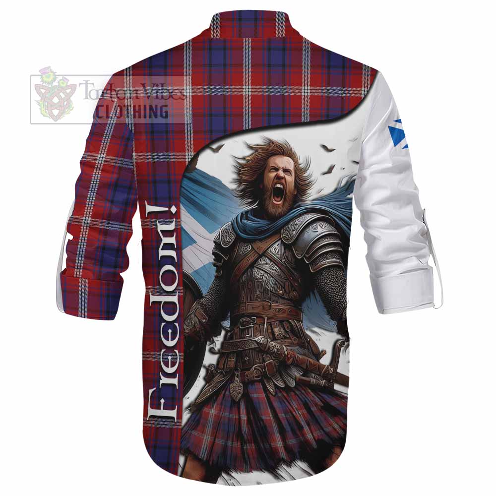 Tartan Vibes Clothing Ainslie Crest Tartan Ghillie Kilt Shirt Inspired by the Freedom of Scottish Warrior