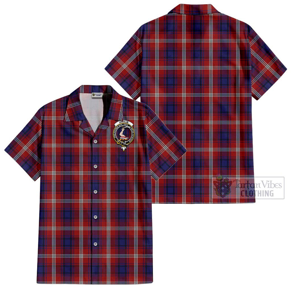 Ainslie Tartan Cotton Hawaiian Shirt with Family Crest Kid - Tartan Vibes Clothing