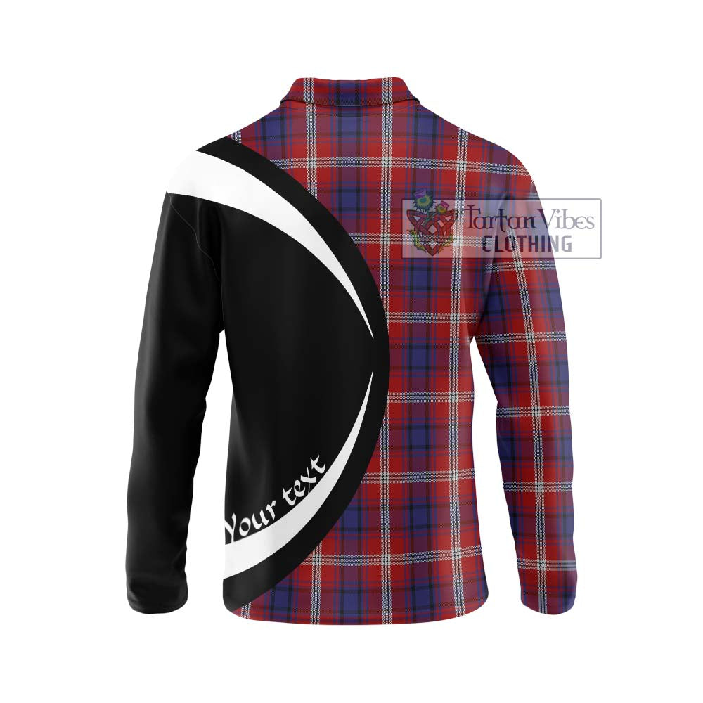 Ainslie Tartan Long Sleeve Polo Shirt with Family Crest Circle Style - Tartan Vibes Clothing