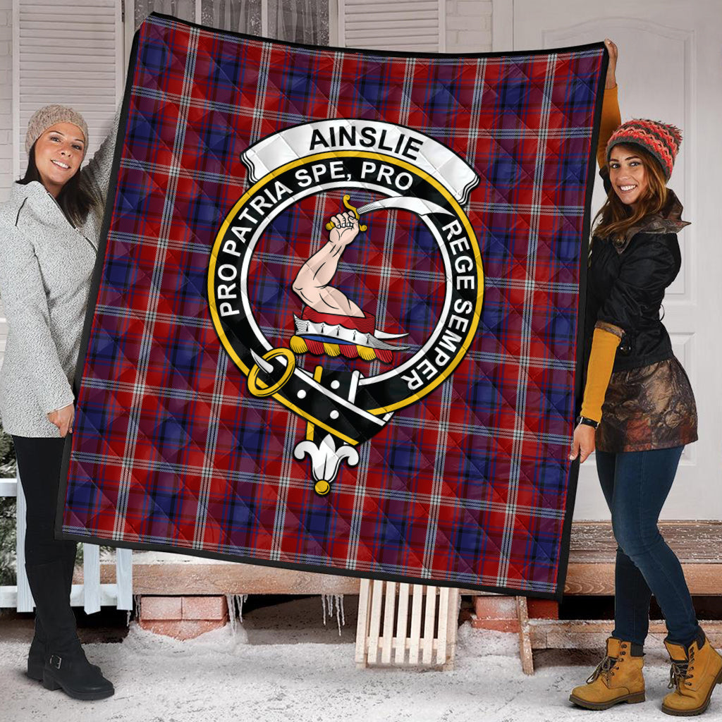 Ainslie Tartan Quilt with Family Crest - Tartanvibesclothing