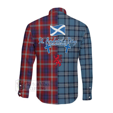 Ainslie Tartan Long Sleeve Button Shirt Happy St. Andrew's Day Half Tartan Style