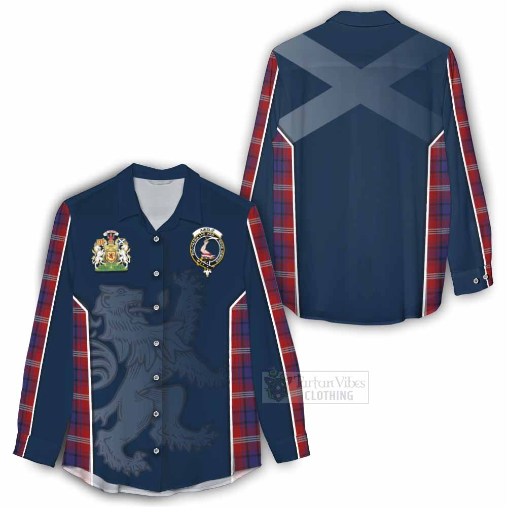 Tartan Vibes Clothing Ainslie Tartan Women's Casual Shirt with Family Crest and Lion Rampant Vibes Sport Style