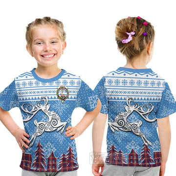 Ainslie Clan Christmas Kid T-Shirt Celtic Reindeer Style