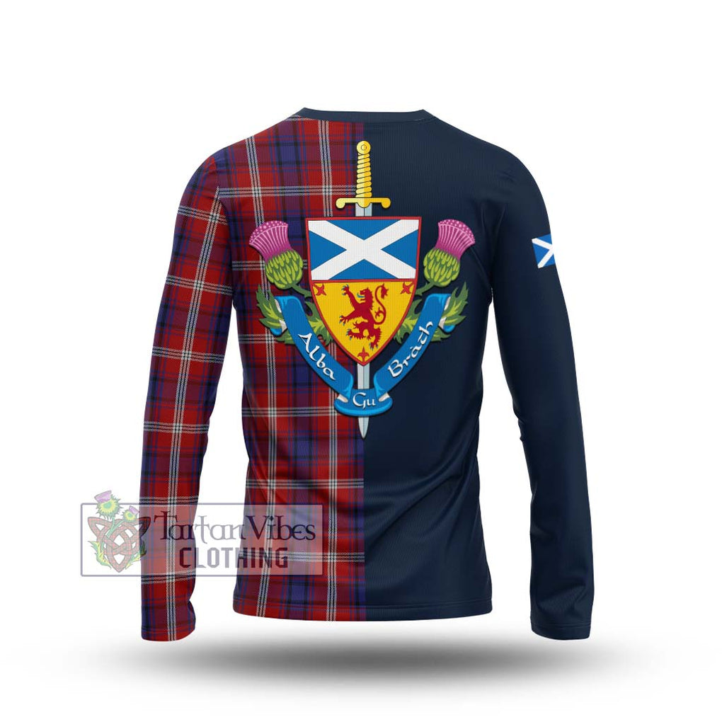 Tartan Vibes Clothing Ainslie Tartan Long Sleeve T-Shirt with Scottish Lion Royal Arm Half Style