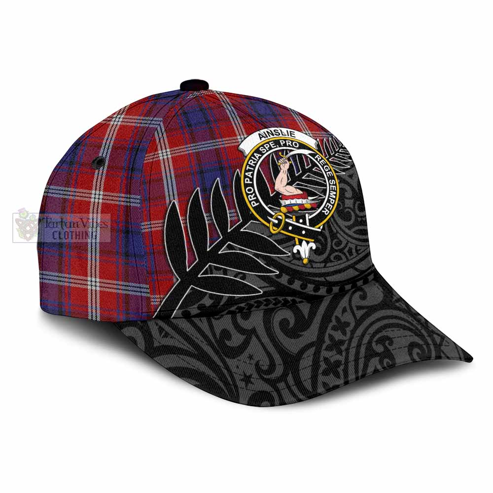 Tartan Vibes Clothing Ainslie Tartan Classic Cap with New Zealand Silver Fern Half Style