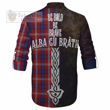 Ainslie Tartan Family Crest Ghillie Kilt Shirt Alba Gu Brath Be Brave Lion Ancient Style - Tartan Vibes Clothing