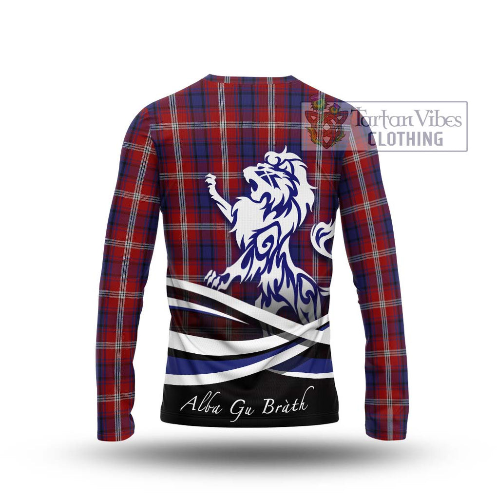 Ainslie Tartan Long Sleeve T-Shirt with Alba Gu Brath Regal Lion Emblem - Tartanvibesclothing Shop