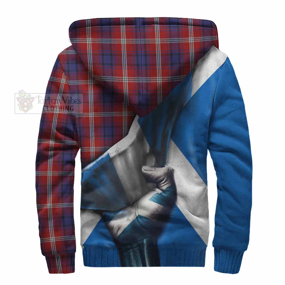 Tartan Vibes Clothing Ainslie Tartan Sherpa Hoodie with Family Crest Scotland Patriotic Style