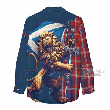 Ainslie Tartan Family Crest Women's Casual Shirt with Scottish Majestic Lion