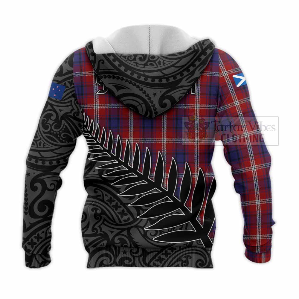 Tartan Vibes Clothing Ainslie Crest Tartan Knitted Hoodie with New Zealand Silver Fern Half Style