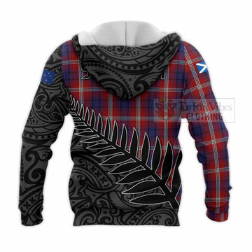 Ainslie Crest Tartan Knitted Hoodie with New Zealand Silver Fern Half Style