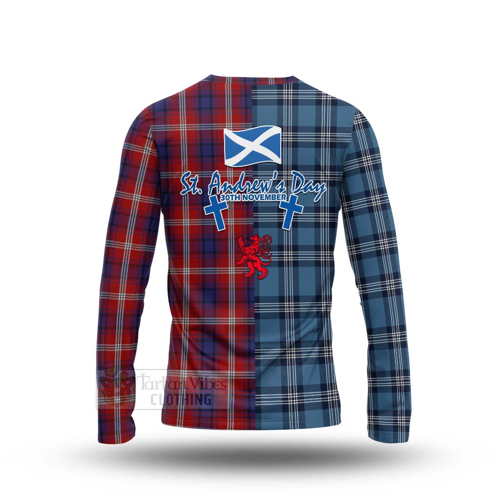 Tartan Vibes Clothing Ainslie Tartan Long Sleeve T-Shirt Happy St. Andrew's Day Half Tartan Style