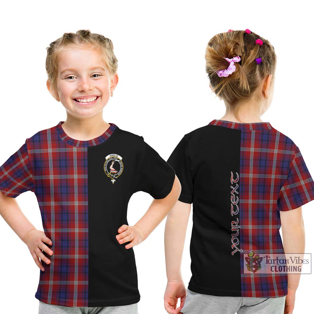 Ainslie Tartan Kid T-Shirt with Family Crest and Half Of Me Style - Tartanvibesclothing Shop