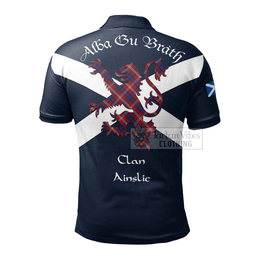 Tartan Vibes Clothing Ainslie Tartan Lion Rampant Polo Shirt – Proudly Display Your Heritage with Alba Gu Brath and Clan Name