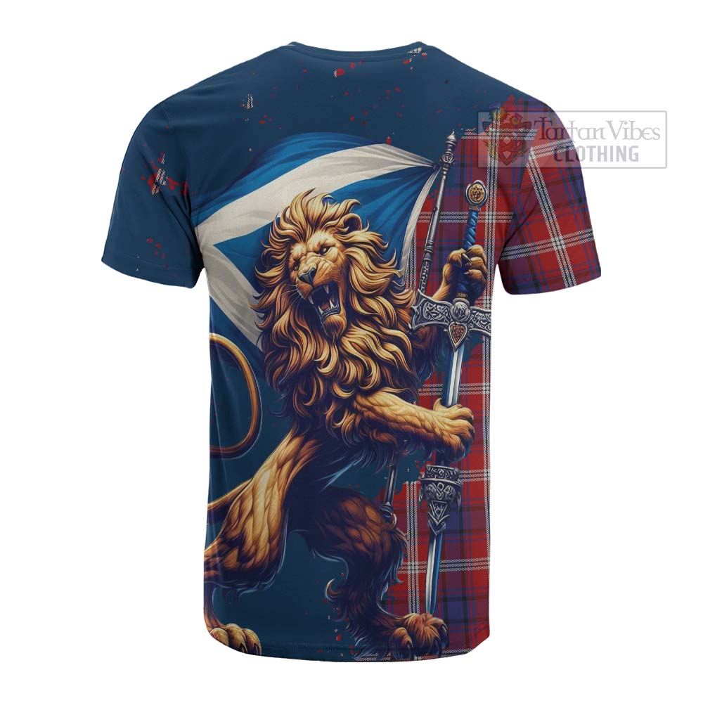 Tartan Vibes Clothing Ainslie Tartan Family Crest Cotton T-shirt with Scottish Majestic Lion