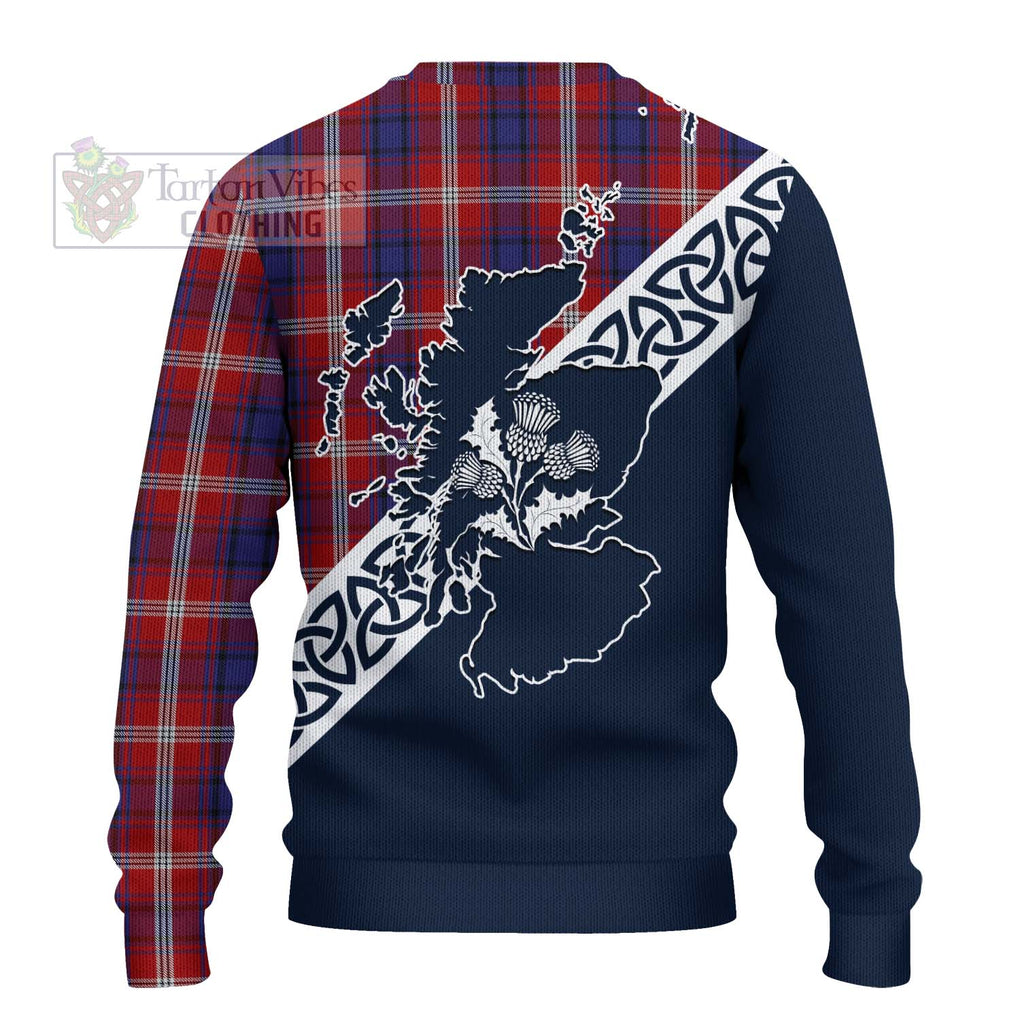 Tartan Vibes Clothing Ainslie Tartan Knitted Sweater Featuring Thistle and Scotland Map