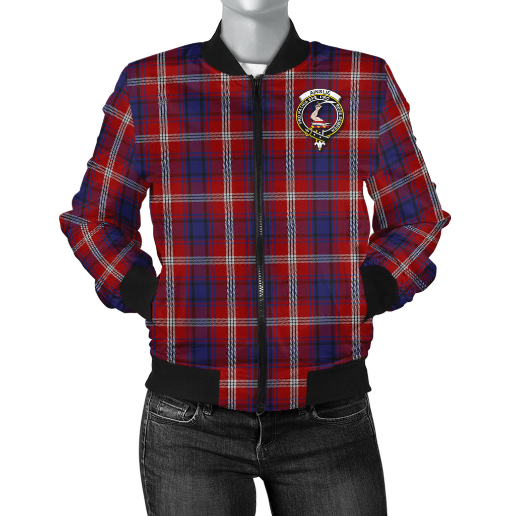 Ainslie Tartan Bomber Jacket with Family Crest - Tartanvibesclothing