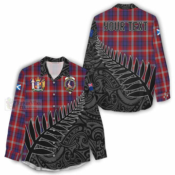 Ainslie Crest Tartan Women's Casual Shirt with New Zealand Silver Fern Half Style