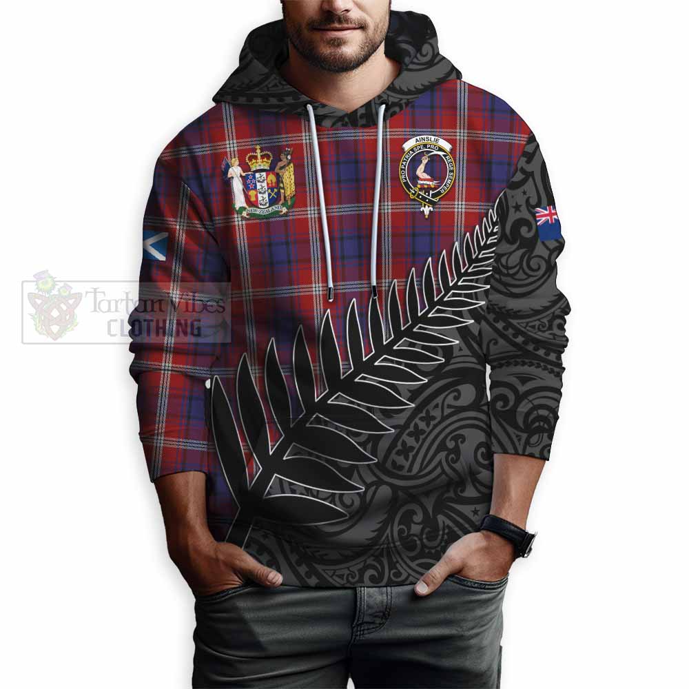 Tartan Vibes Clothing Ainslie Crest Tartan Hoodie with New Zealand Silver Fern Half Style