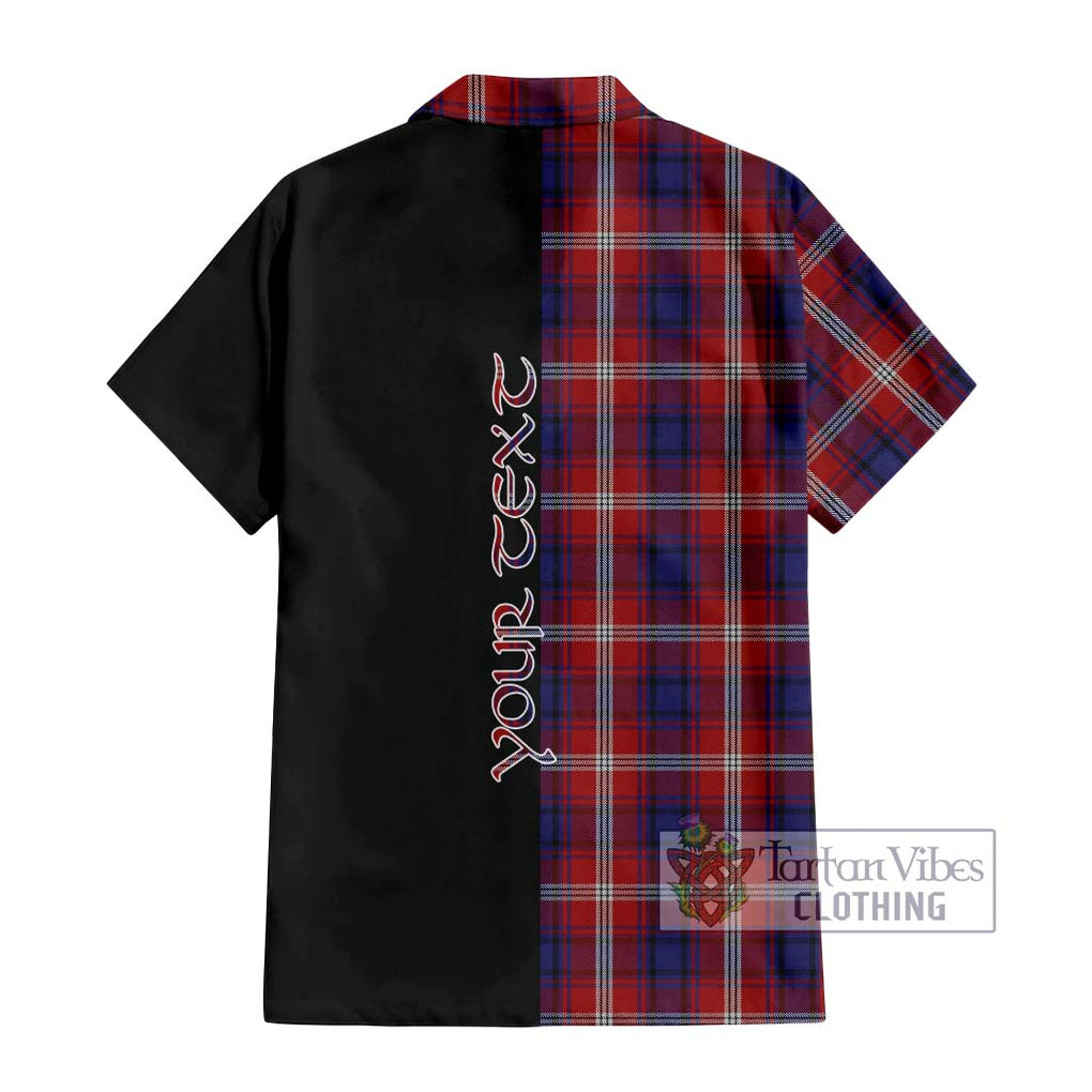 Ainslie Tartan Short Sleeve Button Shirt with Family Crest and Half Of Me Style - Tartanvibesclothing Shop