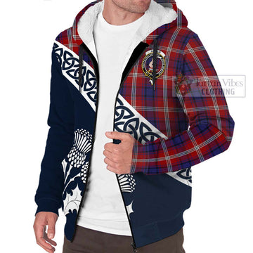 Ainslie Tartan Sherpa Hoodie Featuring Thistle and Scotland Map