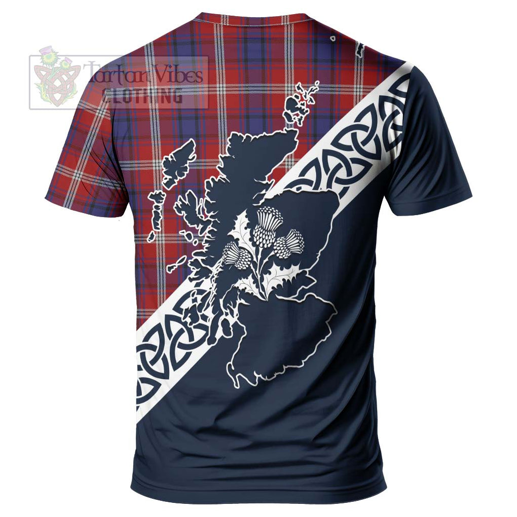 Ainslie Tartan T-Shirt Featuring Thistle and Scotland Map