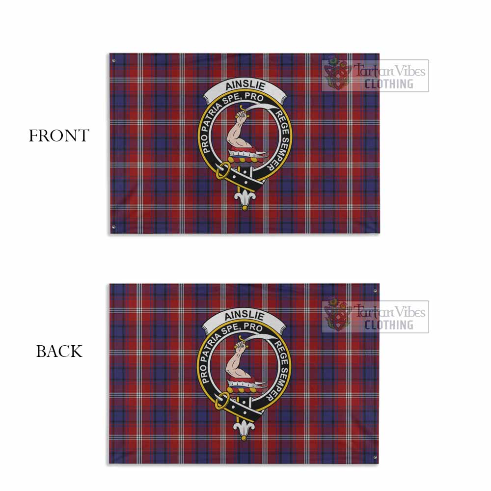 Tartan Vibes Clothing Ainslie Tartan House Flag with Family Crest