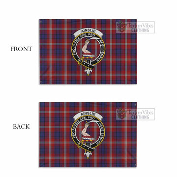 Ainslie Tartan House Flag with Family Crest