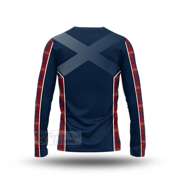 Ainslie Tartan Long Sleeve T-Shirt with Family Crest and Scottish Thistle Vibes Sport Style