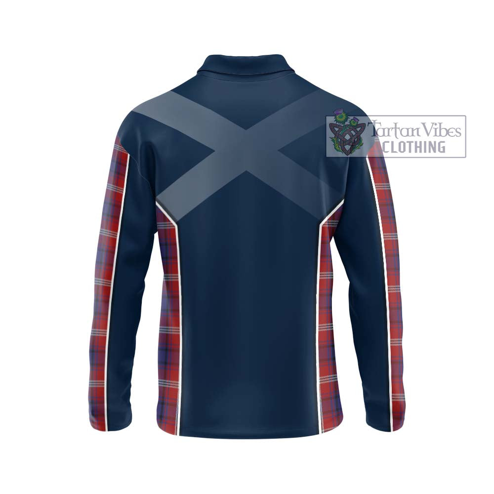 Ainslie Tartan Long Sleeve Polo Shirt with Family Crest and Lion Rampant Vibes Sport Style - Tartan Vibes Clothing