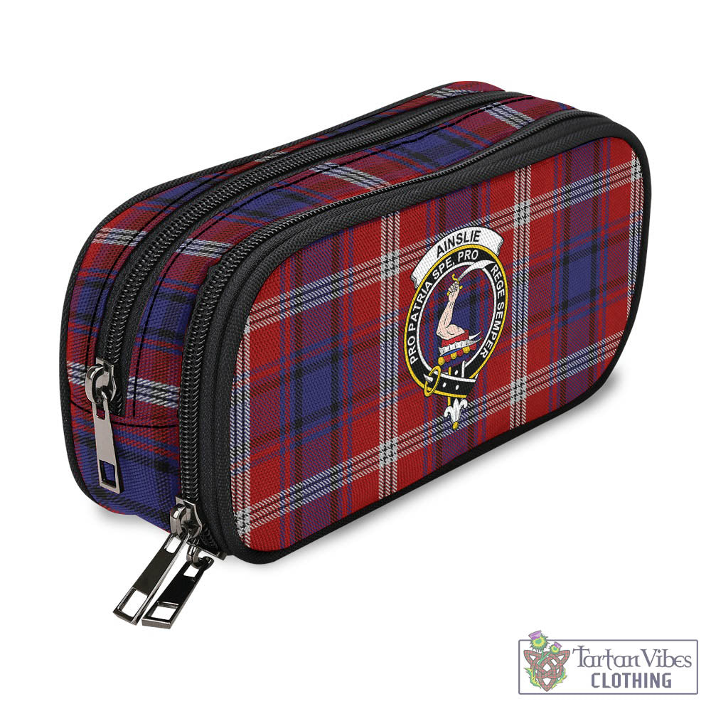 Tartan Vibes Clothing Ainslie Tartan Pen and Pencil Case with Family Crest